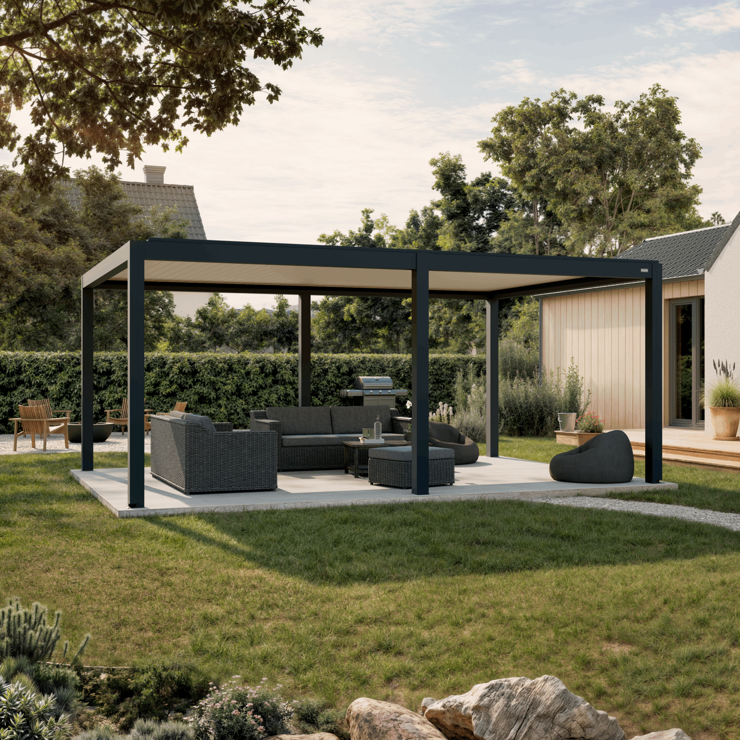 Bioklimatinė pergola EQUA - elektrinis valdymas ir LED apšvietimas
