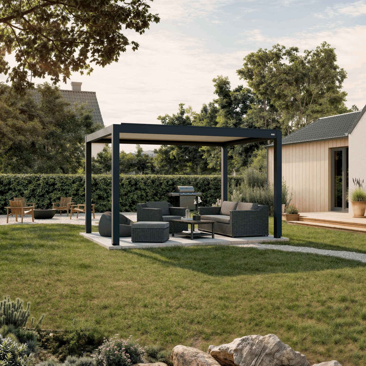 Bioklimatinė pergola EQUA - elektrinis valdymas ir LED apšvietimas