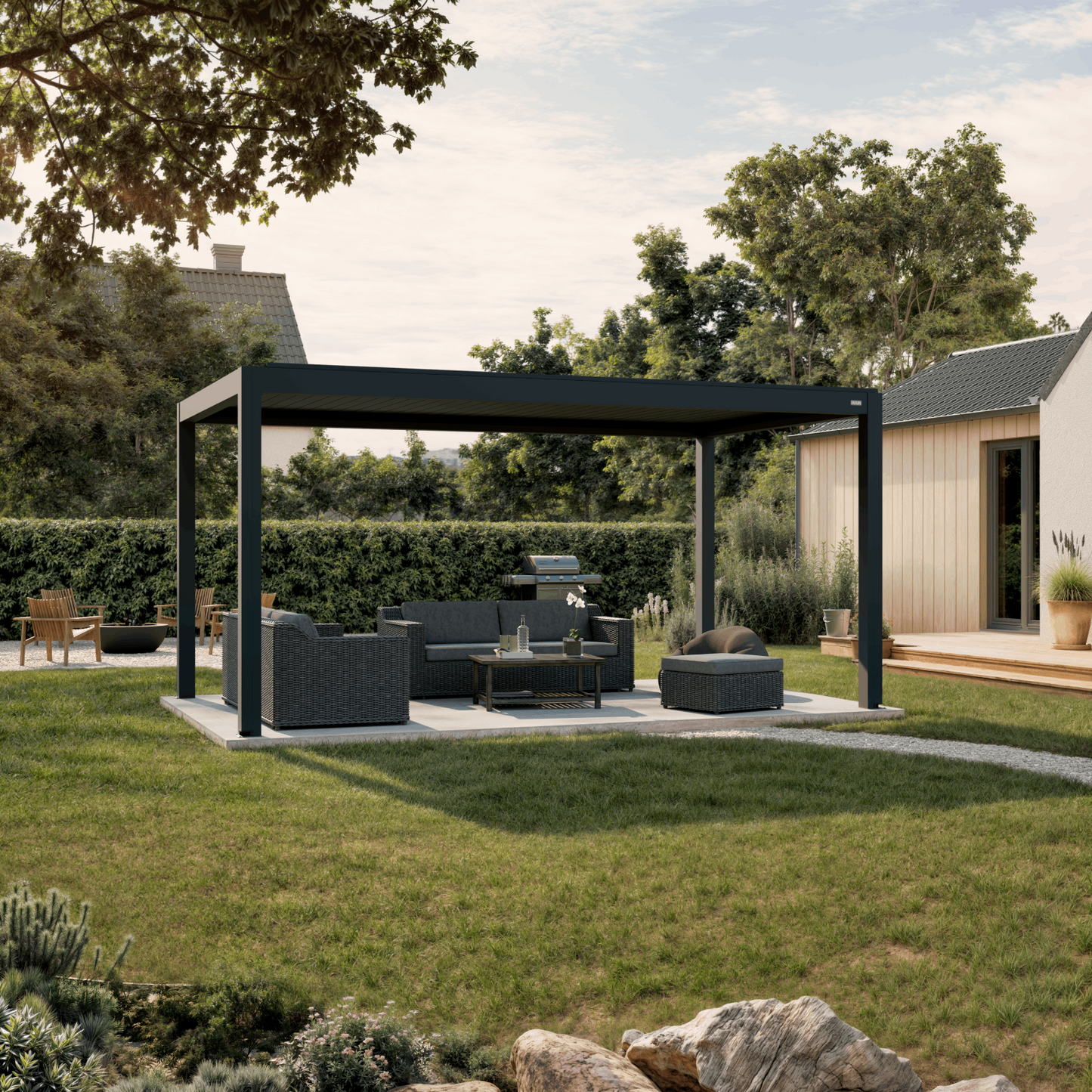 Bioklimatinė pergola EQUA - elektrinis valdymas ir LED apšvietimas