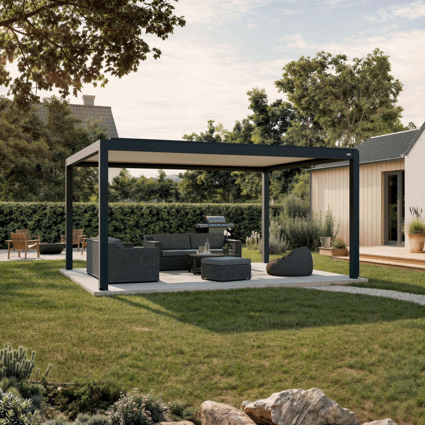 Bioklimatinė pergola EQUA - elektrinis valdymas ir LED apšvietimas