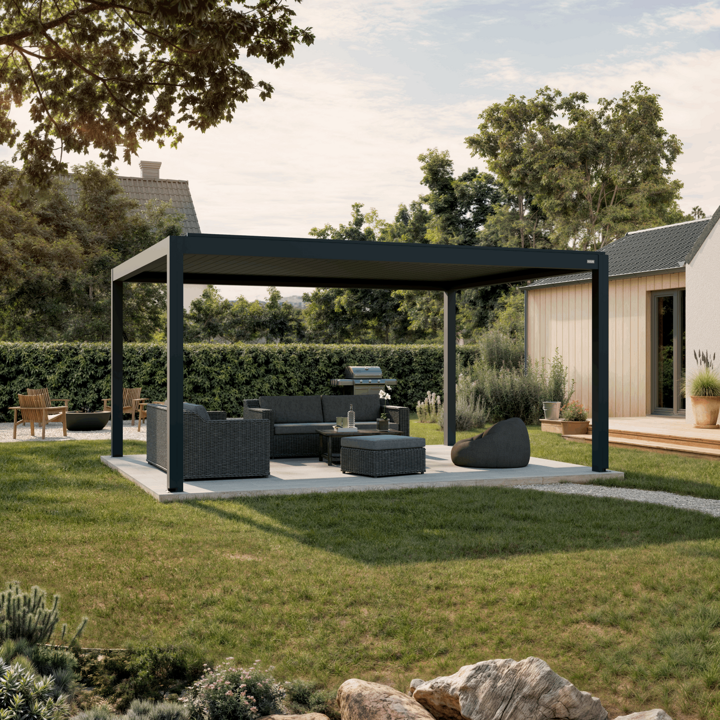 Bioklimatinė pergola EQUA - elektrinis valdymas ir LED apšvietimas