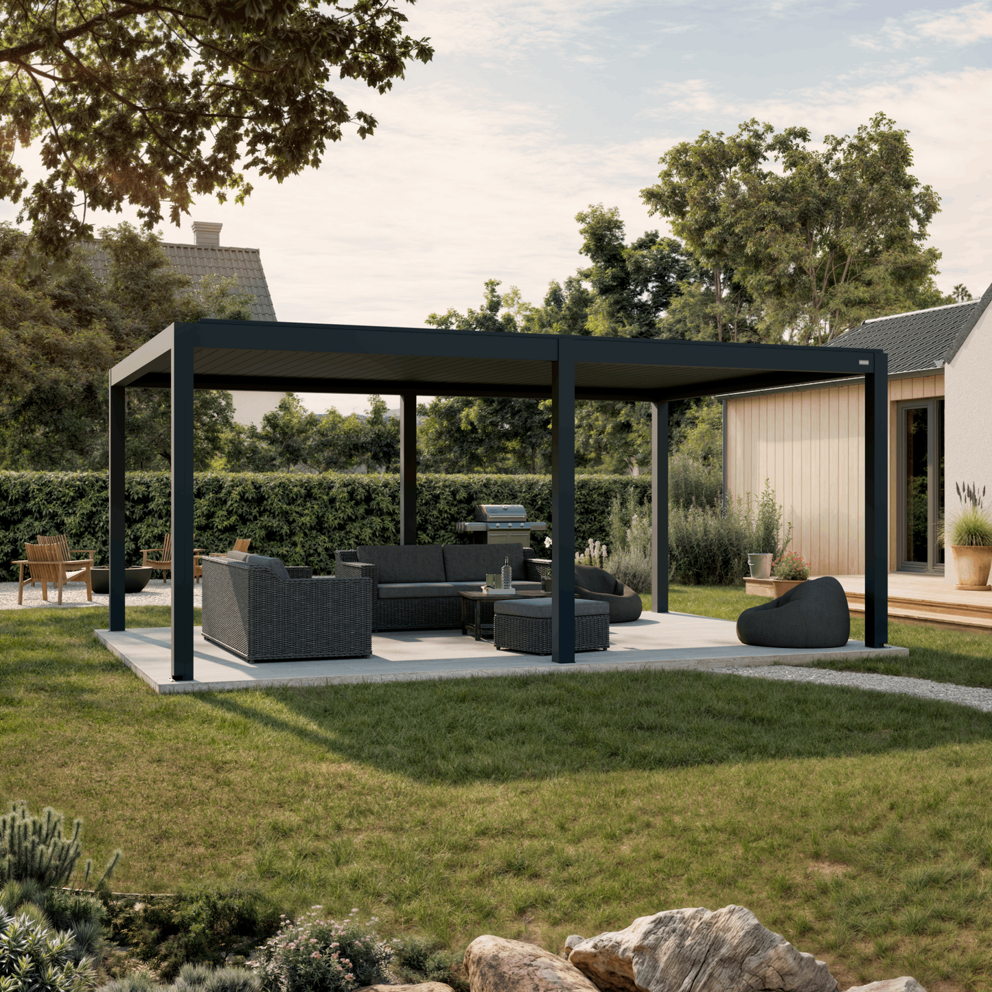Bioklimatinė pergola EQUA - elektrinis valdymas ir LED apšvietimas