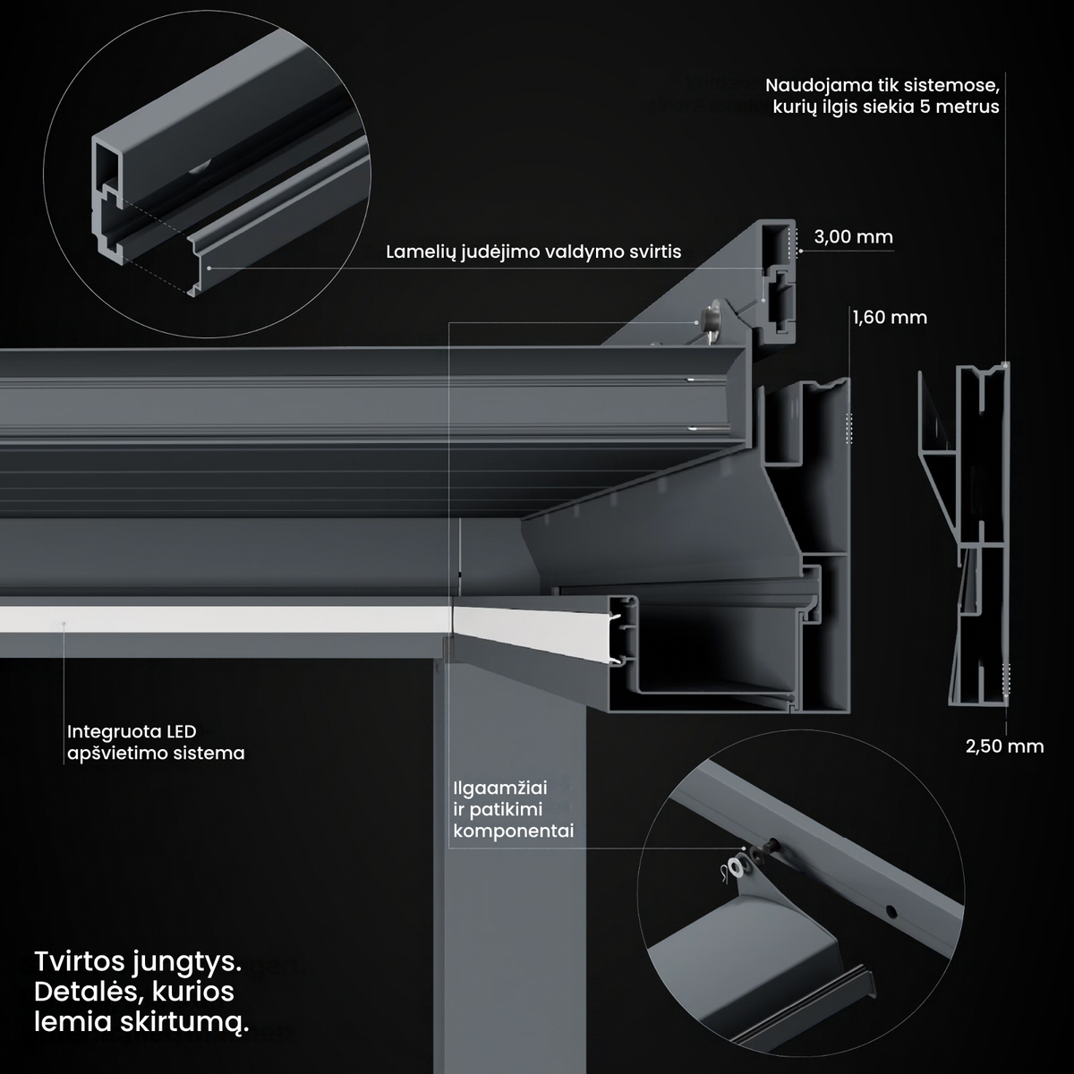 Bioklimatinė pergola EQUA - elektrinis valdymas ir LED apšvietimas